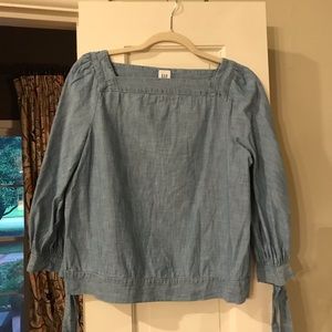 Gap denim top with tie sleeves